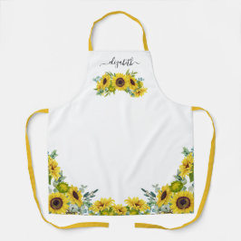 Delantal Color de agua floral del país Apron de girasol ama