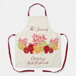 Delantal Color de agua pintado a mano deja manzanas Rosh Ha