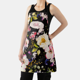 Delantal Color de agua rosas amarillas rosas rosas rosas ne