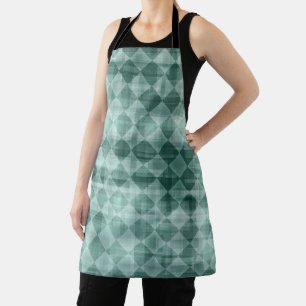 Delantal Color de agua verde de lujo Rhombus blanco abstrac