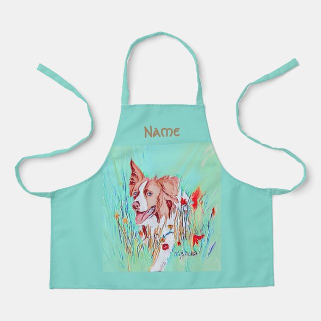 Delantal Color de borde de texto editable Apron (Anverso)