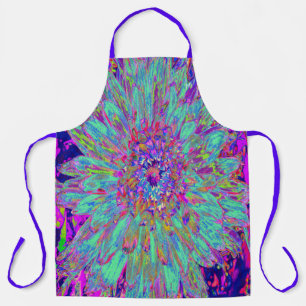 Delantal Color del arcoiris Aquamarine Resumen Flor de Dahl