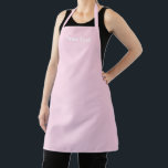Delantal Color rosa claro minimalista del texto personaliza<br><div class="desc">Personalizar Nombre texto minimalista elegante luz plana maciza rosa y blanco Apron. Personalizar,  personalizarlo con nombre,  cita,  frase,  monograma o texto. Excelente para cocineros,  chefs,  cerámica,  artesanía,  trabajo,  cocina,  horneado,  barbacoa,  parrilladas,  comercios y tiendas,  etc.</div>