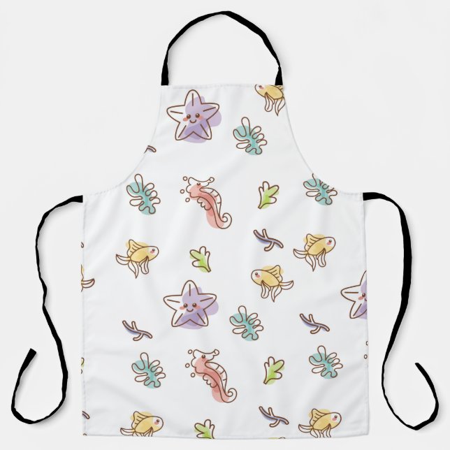 Delantal Colored sealife pattern with seastars and fishes v (Anverso)