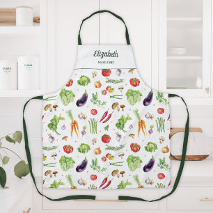 Delantal Colores Acuarela Verduras Nombre Personalizado