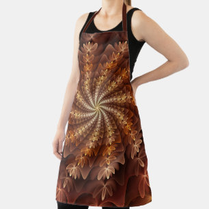 Delantal Colores Cálidos, Patrón de Arte Fractal Moderno Al