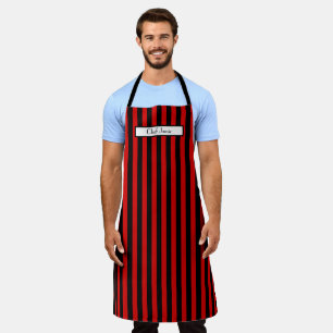 Delantal Colores DIY Franja Vertical Negro Rojo