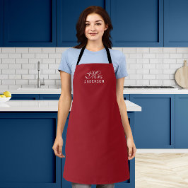 Delantal Colores Editables Personalizados Elegante Guión Sr