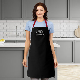 Delantal Colores Editables Personalizados Elegante Guión Sr