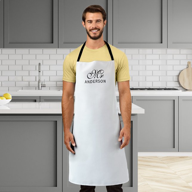 Delantal Colores Editables Personalizados Elegante Guión Sr (Subido por el creador)