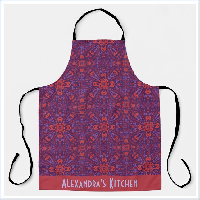 Delantal Colorful Batik Red & Purple Abstract (Subido por el creador)