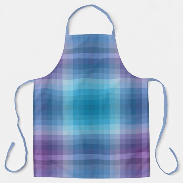 Delantal Colorful Blue And Purple Fashion Checkered Stripes (Anverso)