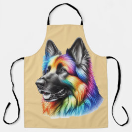 Delantal Colorful Canine Chef Artistic Rainbow Dog