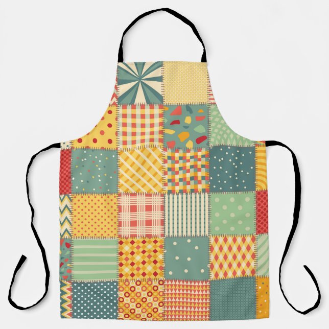 Delantal Colorful seamless patchwork pattern with abstract  (Anverso)