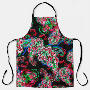 Delantal Colorida acuarela paisley ilustracion floral pa