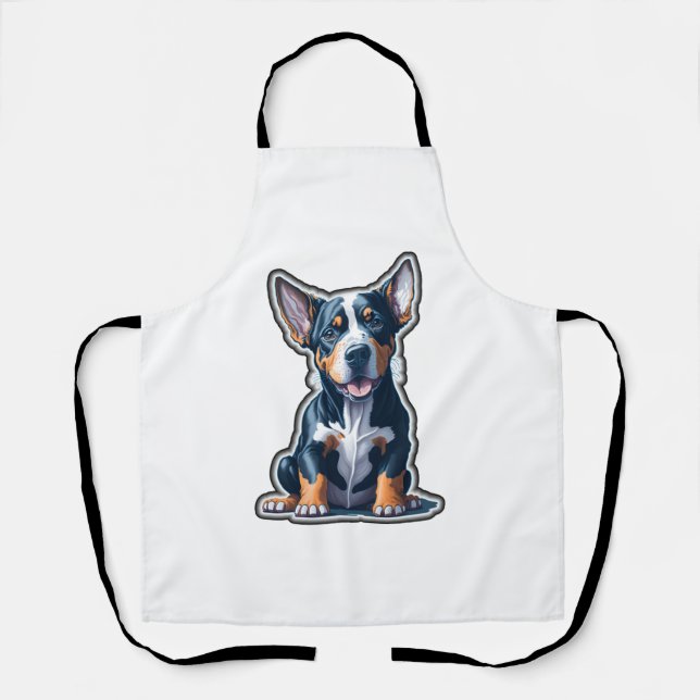 Delantal Colorida feliz Doberman Puppy (Anverso)