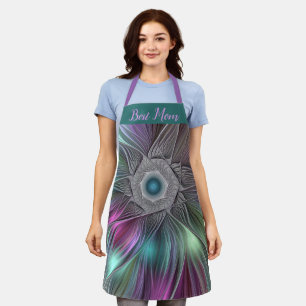 Delantal Colorida Gran Flor Resumen Fractal Mejor Mamá