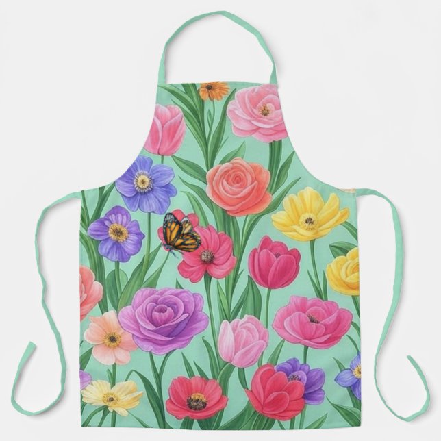 Delantal Colorida Rosa Floral/Primavera (Anverso)