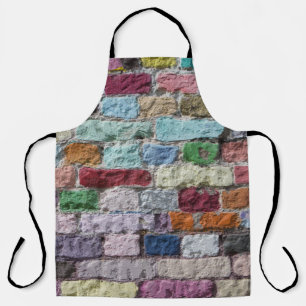 Delantal Colorida textura de pared de ladrillo pintado