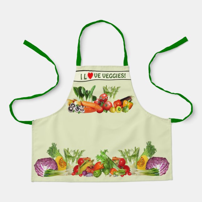 Delantal Coloridas Verduras que amo Personalizado vegetal (Anverso)