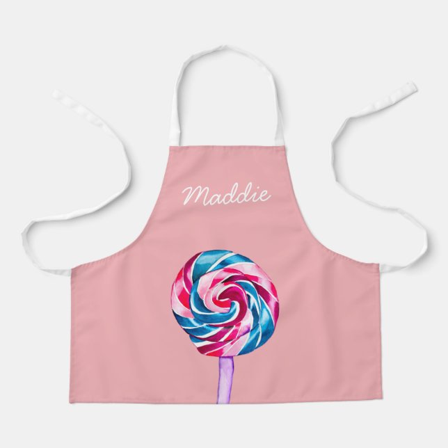 Delantal Colorido caramelo lipeta acuarela arte (Anverso)