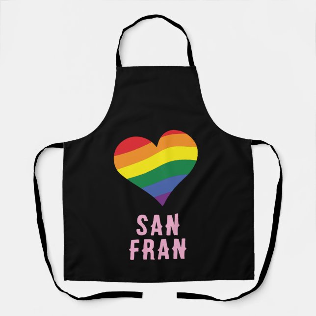 Delantal Colorido LGBTQ+ Personalizado del orgullo cardíaco (Anverso)