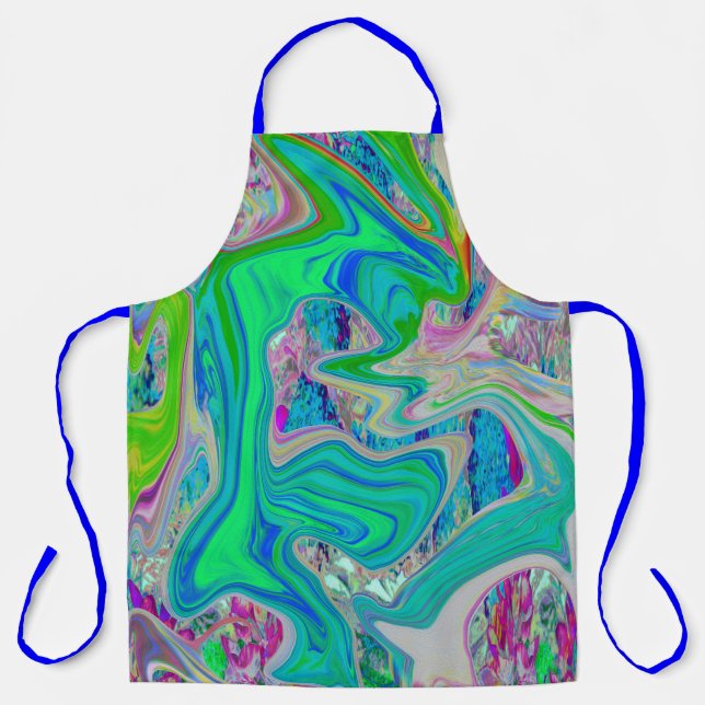 Delantal Colorido Lime Green Resumen Arte Retro Líquido (Anverso)