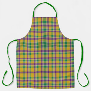 Delantal Colorido Mardi Gras gingham con estampado