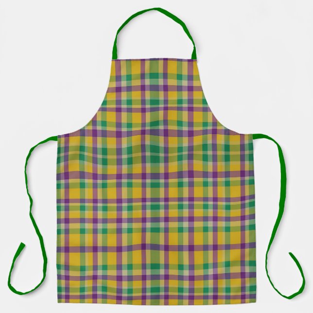Delantal Colorido Mardi Gras gingham con estampado (Anverso)