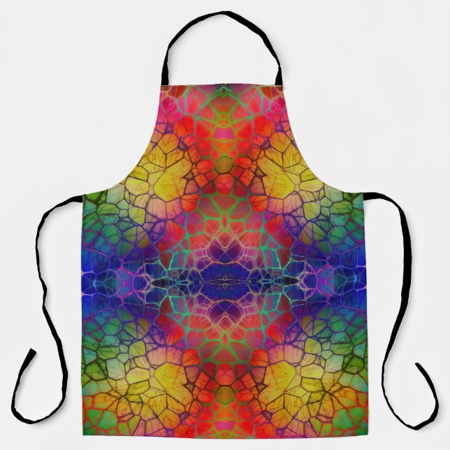 Delantal Colorido Naranja amarillo morado mosaico abstracto (Anverso)