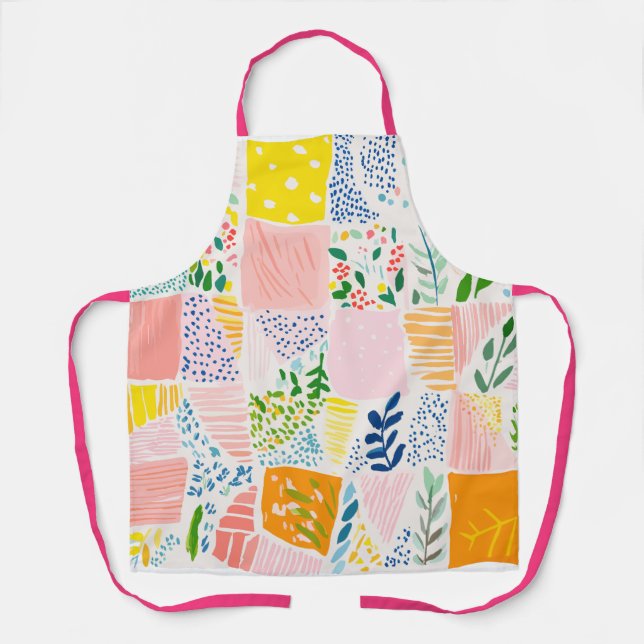 Delantal Colorido Patchwork Preppy de Pastel (Anverso)