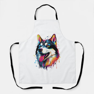 Delantal colorido perro Husky siberiano al estilo PopArt