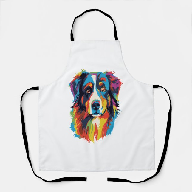 Delantal Colorido perro pastor australiano (Anverso)