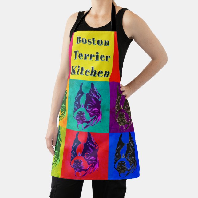 Delantal Colorido Pop Art Boston Terrier Apron (in situ)