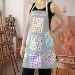 Delantal Colorido profesor de arte<br><div class="desc">Este pintoresco delantal de Art Teacher está decorado con muestras de acuarela de fondo gris. Personalizable fácil. Utilice la Herramienta de diseño para cambiar el tamaño,  estilo o color del texto. No encontrarás estas imágenes exactas de otros diseñadores mientras creamos nuestra obra de arte. Acuarela original © Michele Davies.</div>