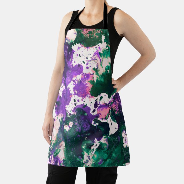 Delantal Colorido Resumen de pintura verde y púrpura (in situ)