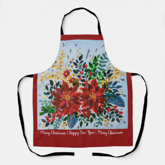 Delantal Coloridos Navidades florales Poinsettia Apron