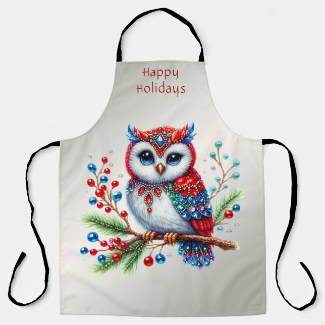 Delantal Coloridos Navidades Owl Holiday Apron (Anverso)