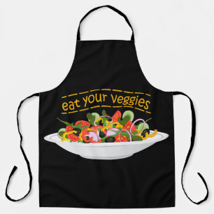 Delantal Coma tus verduras Cita cuenco de ensaladas frescas