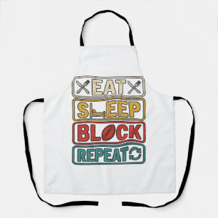 Delantal Come Dormir Bloquear Repetir Camiseta Vintage Fútb