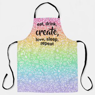 Delantal Comer, beber, crear, amar, dormir, repetir el auri