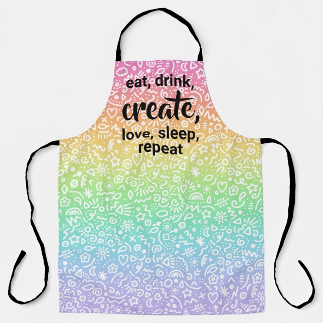 Delantal Comer, beber, crear, amar, dormir, repetir el auri (Anverso)