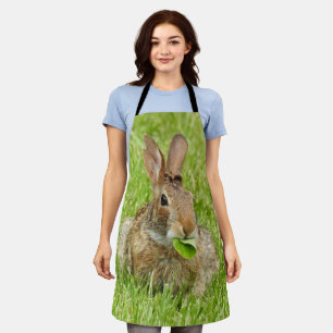 Delantal Comer de conejo conejo lindo deja hierba verde