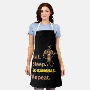 Delantal Comer Dormir Ir Plátanos Repetir Divertido Lindo A