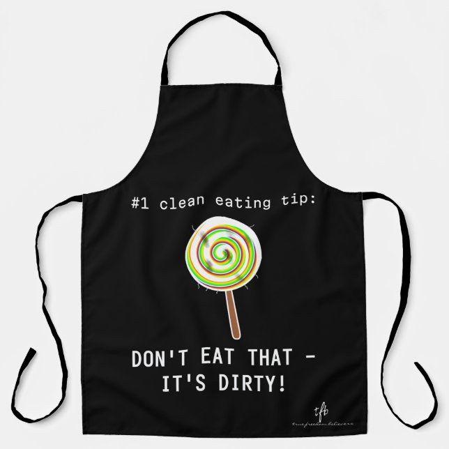 Delantal Comer limpio, negro sucio (Anverso)