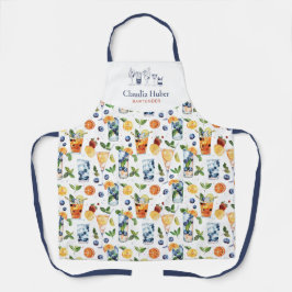 Delantal Comerciante de cócteles Profesional | Azul blanco