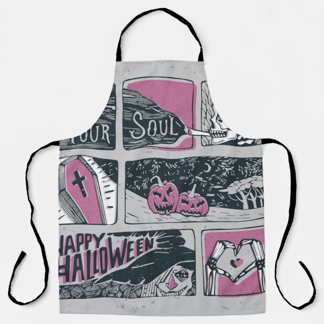 Delantal Comic Halloween: Ilustracion divertido (Anverso)