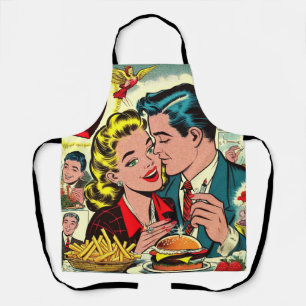 Delantal Comics de parejas de amor retro