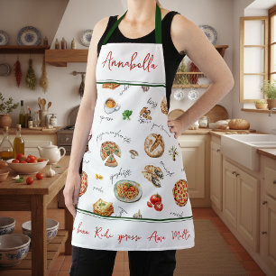 Delantal Comida Italiana Divertida Amante de la Cocina Scri