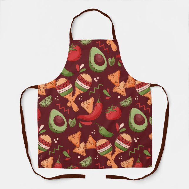 Delantal Comida Mexicana Roja Y Verde (Anverso)